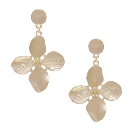 Etched Flower Drop Earrings | Gold