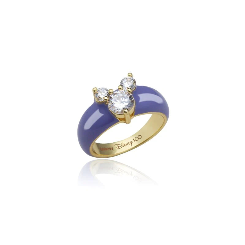 Mickey Mouse CZ Purple Enamel Ring