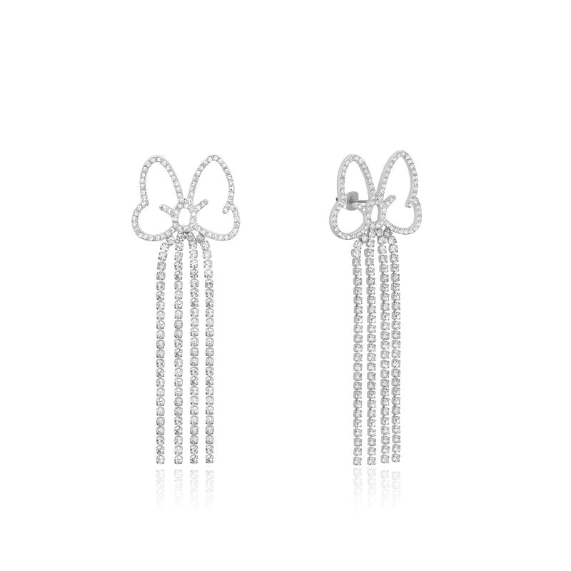 Minnie Mouse Crystal Bow Drop Earrings