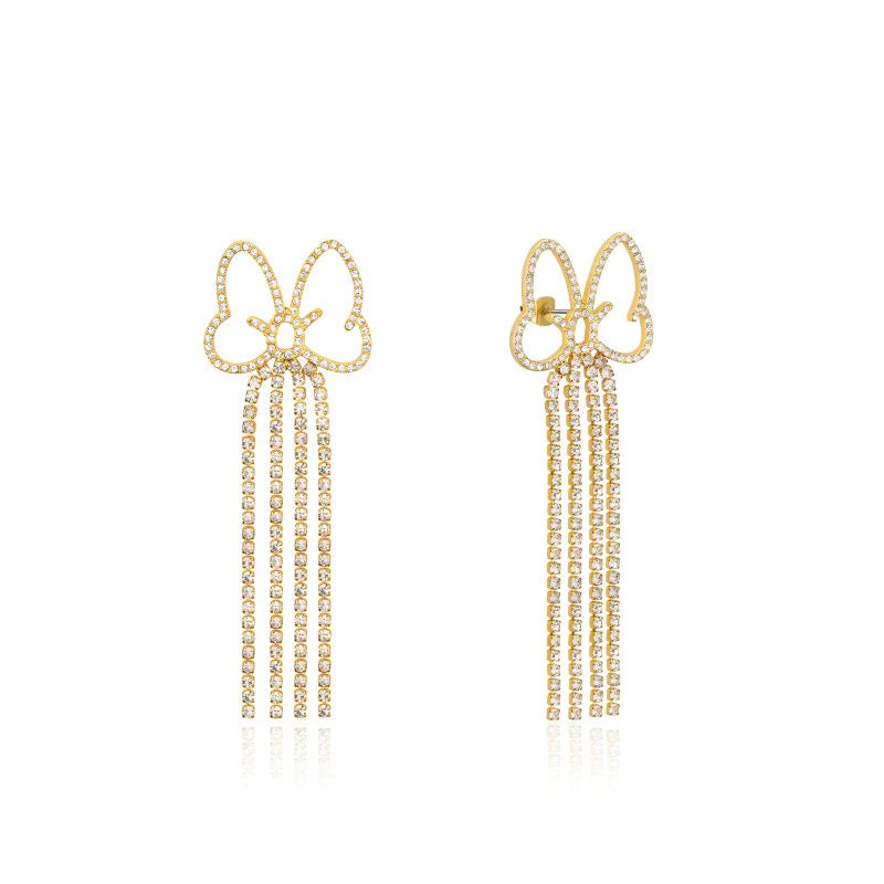 Minnie Mouse Crystal Bow Drop Earrings