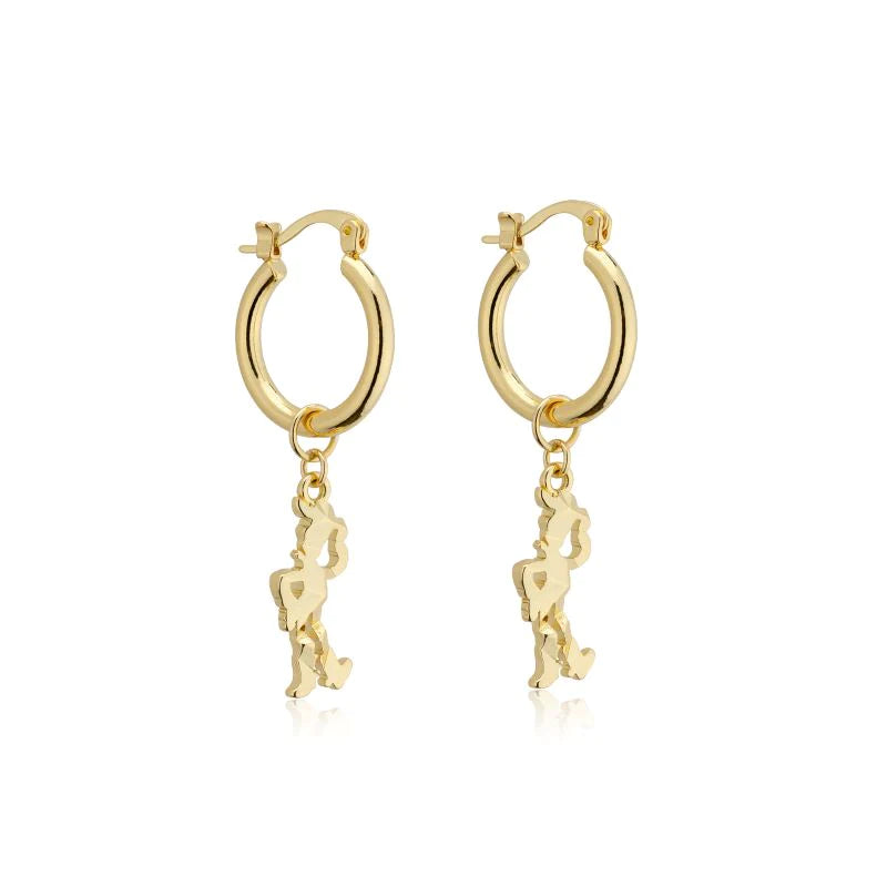 Woody Charm Hoop Earrings