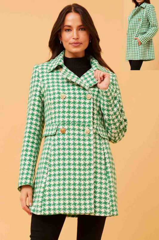 Maree Green Coat With Button Detail