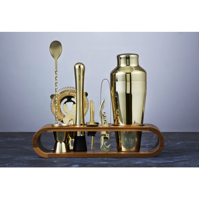 Bar Set with Acacia Stand