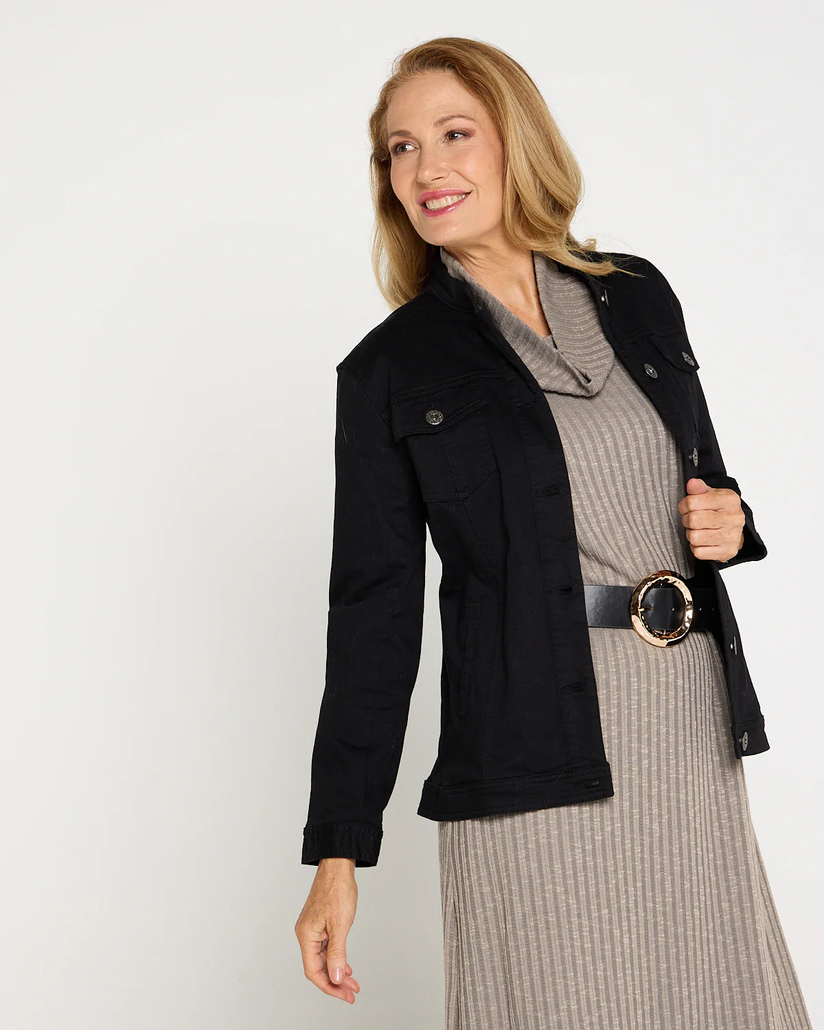 Cafe Latte Stretch Cotton Jacket - Black