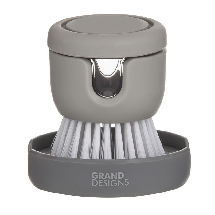 GRAND DESIGNS KITCHEN DISH BRUSH WITH SOAP DISPENSER GREY & GREEN 9X9X9CM