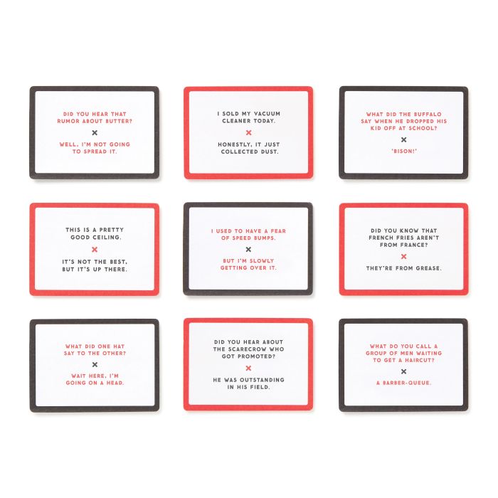 EMERGENCY DAD JOKES BLACK & RED 10X4X6CM