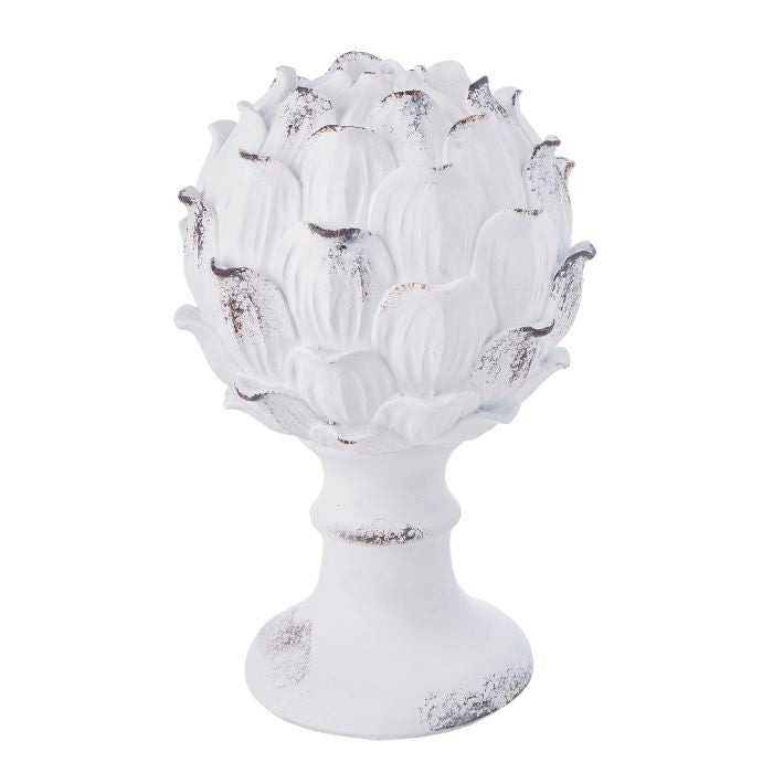 FLORAL DISTRESSED FINIAL WHITE
