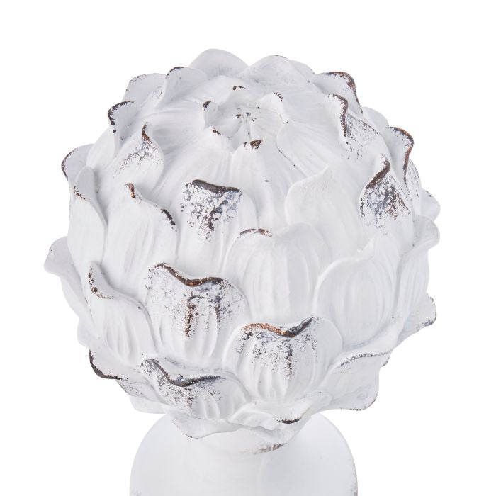 FLORAL DISTRESSED FINIAL WHITE