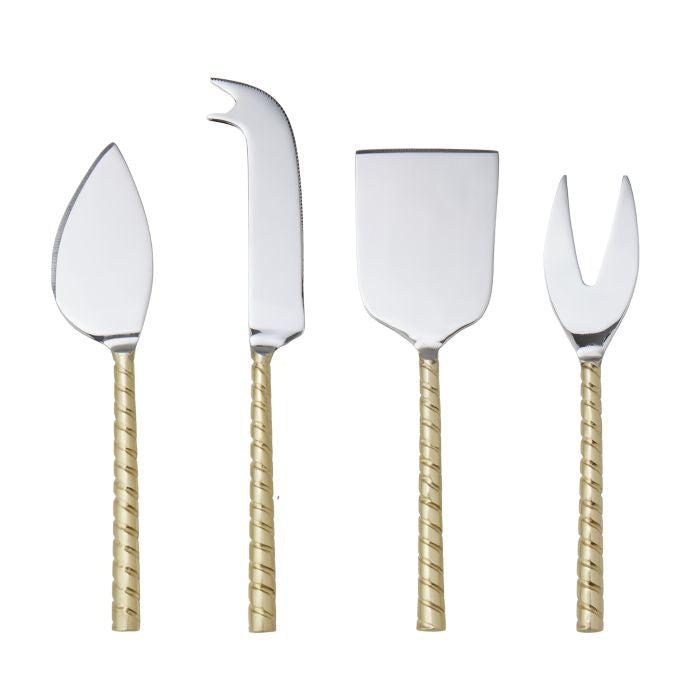 TWISTED GOLD HANDLE CHEESE KNIFE 4PCS SET
