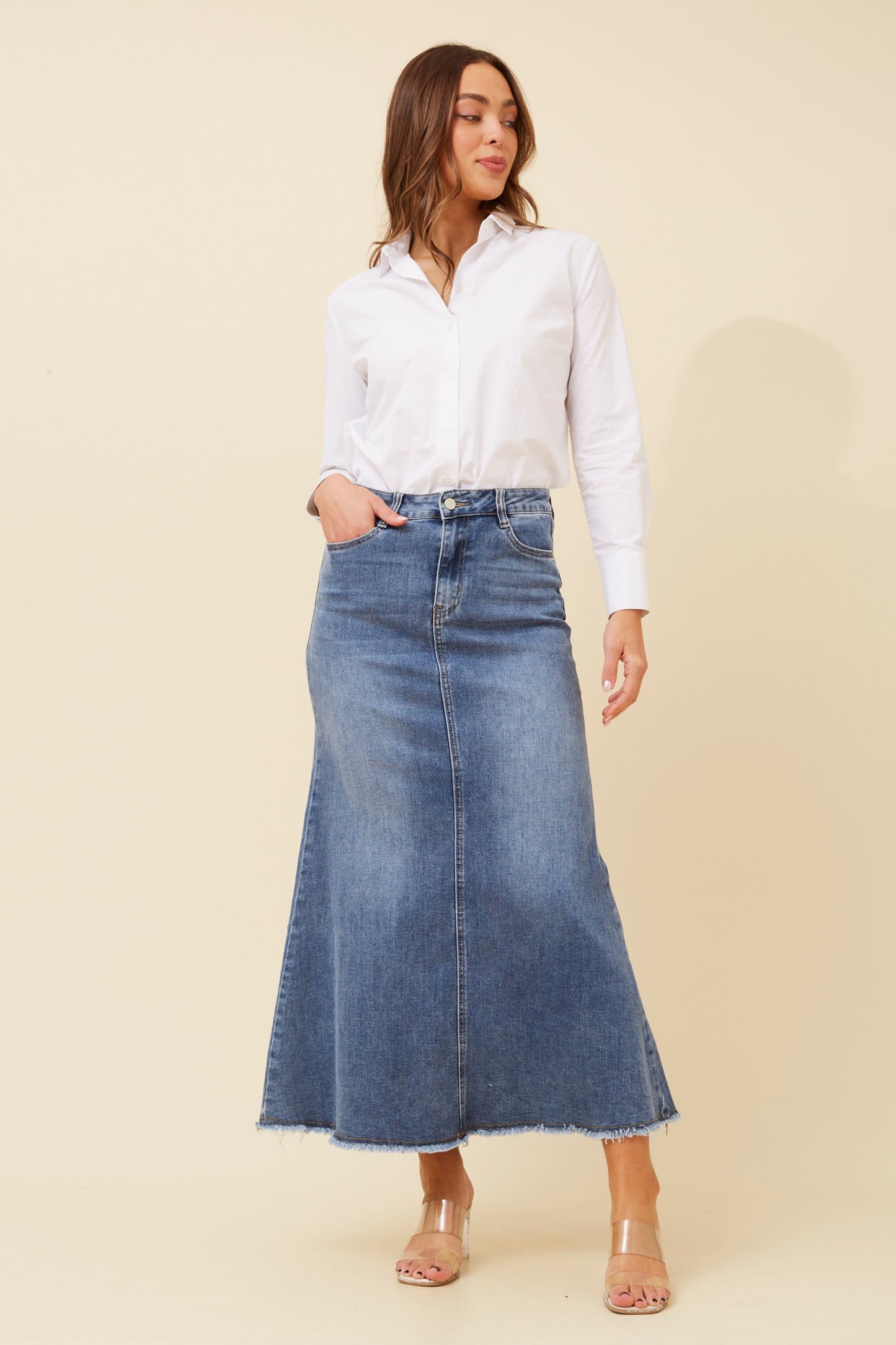 Denim A-line Skirt