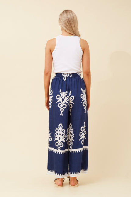 Sue Navy Printed Pant