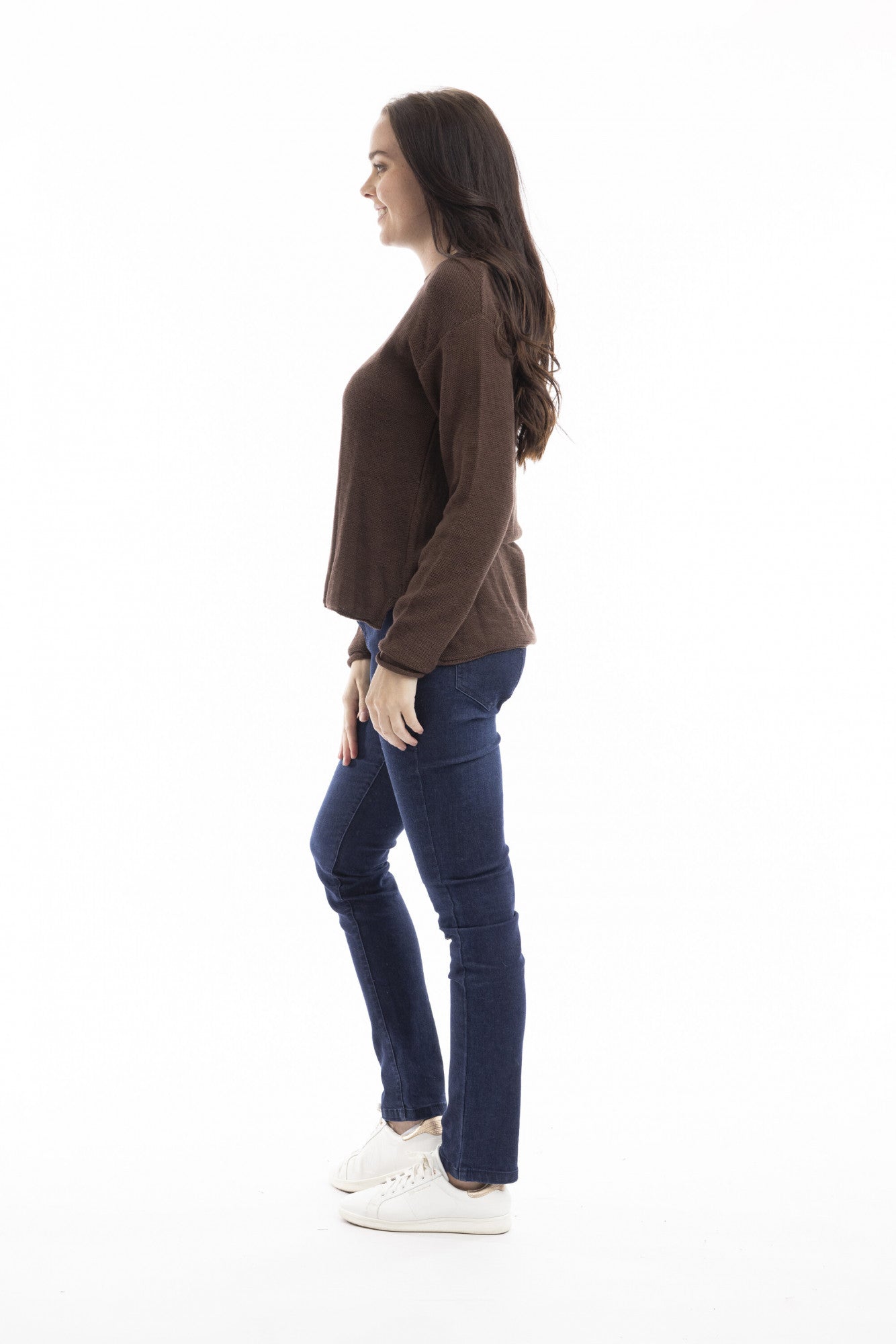 Knit Top R-neck Chocolate