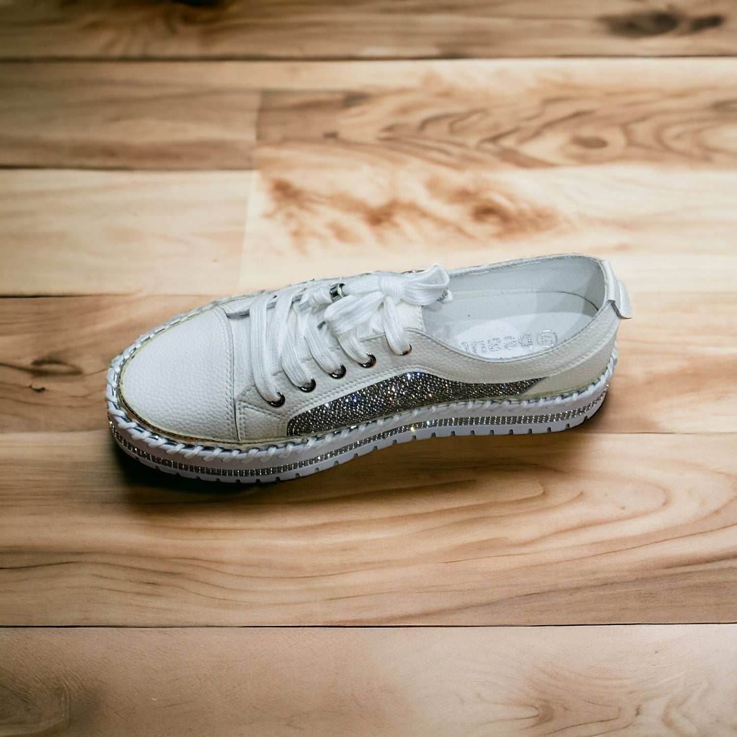White Diamanté Sneakers