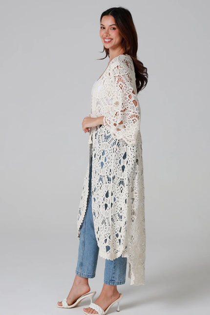 Cream Cotton Crochet Jacket