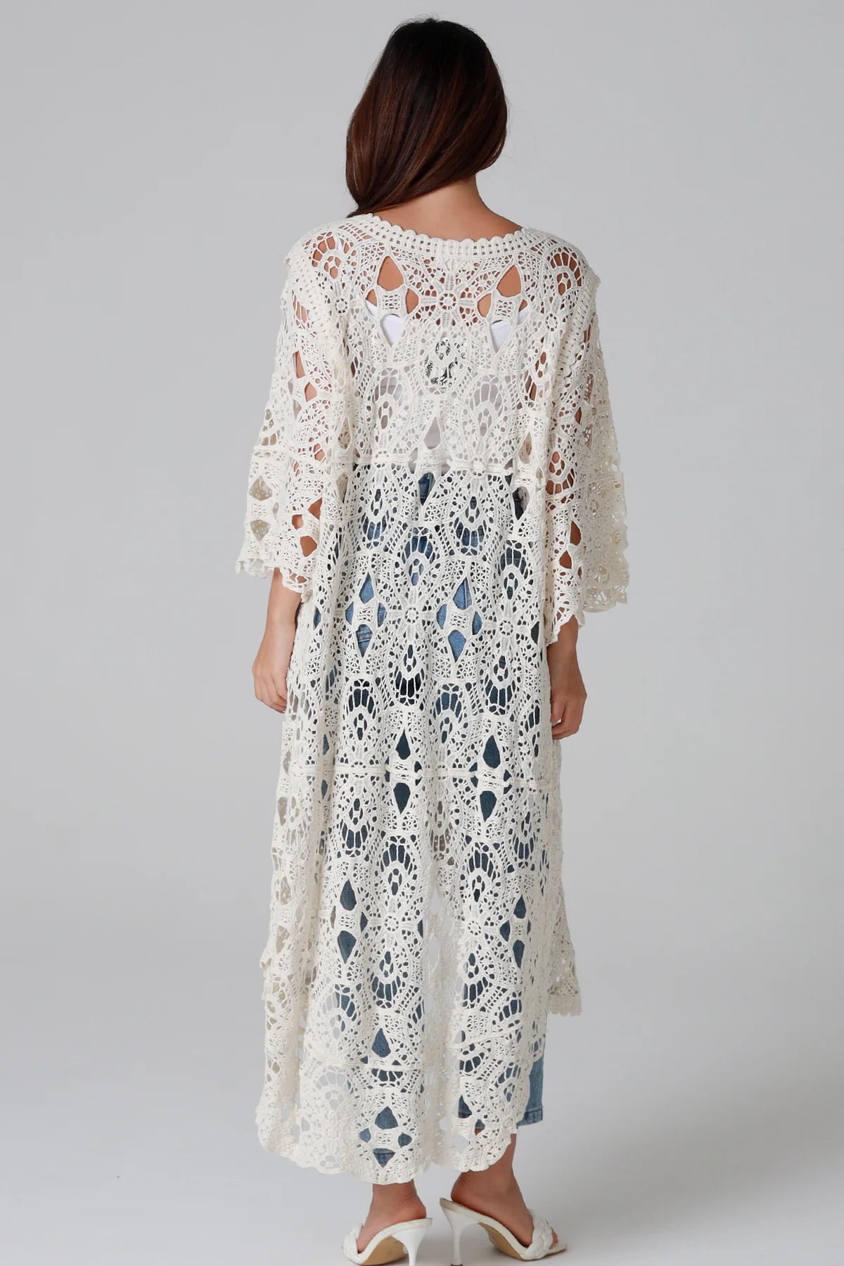 Cream Cotton Crochet Jacket