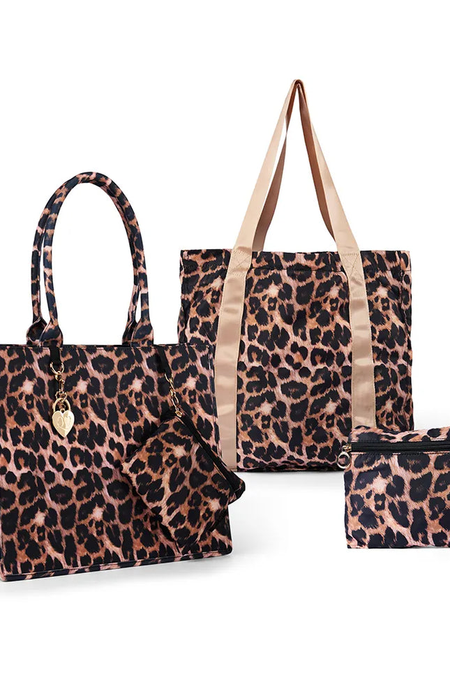 Leopard Book Tote & Matching Foldup Shopper Set