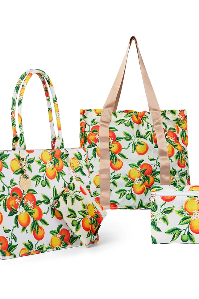 Oranges Book Tote & Matching Foldup Shopper Set