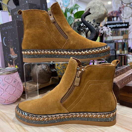Camel Diamanté Boots