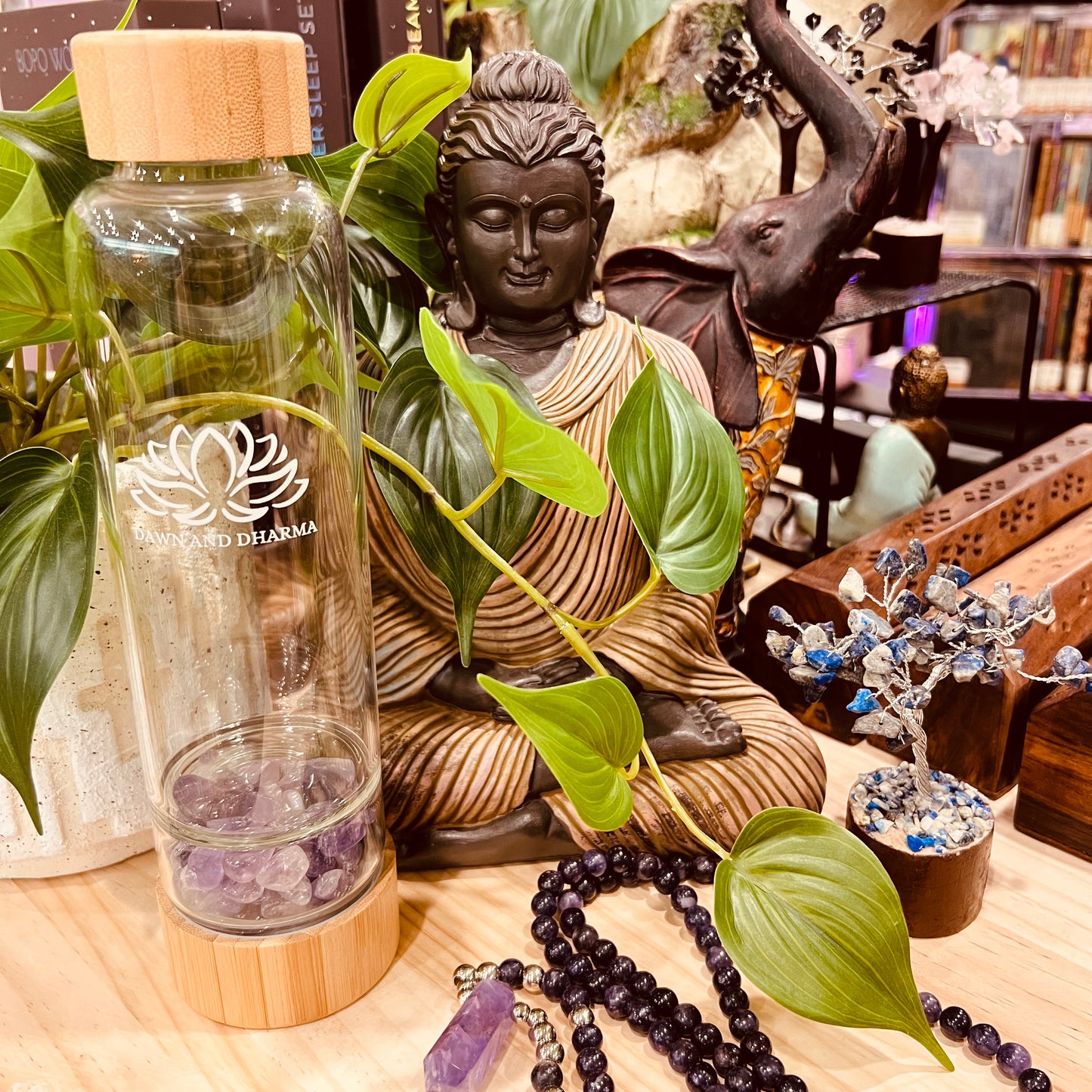 Crystal Chip Water Bottle- Amethyst