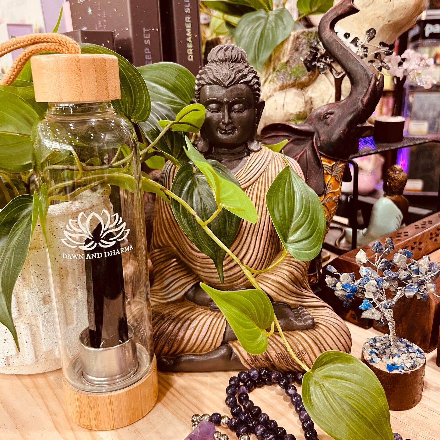 Crystal Point Water Bottle- Obsidian