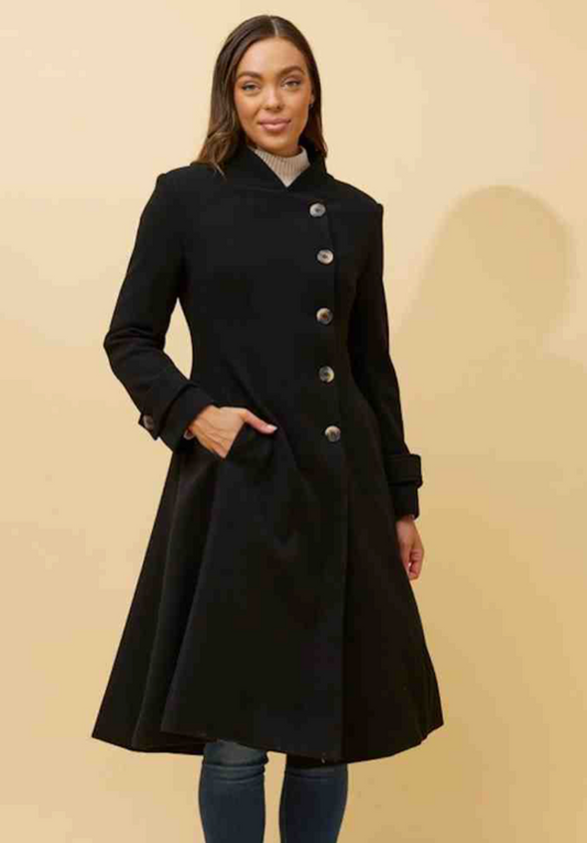 Caroline Flare Coat | Black