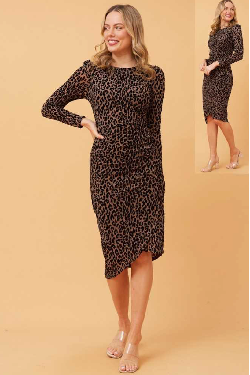 Flocked Animal Print Dress