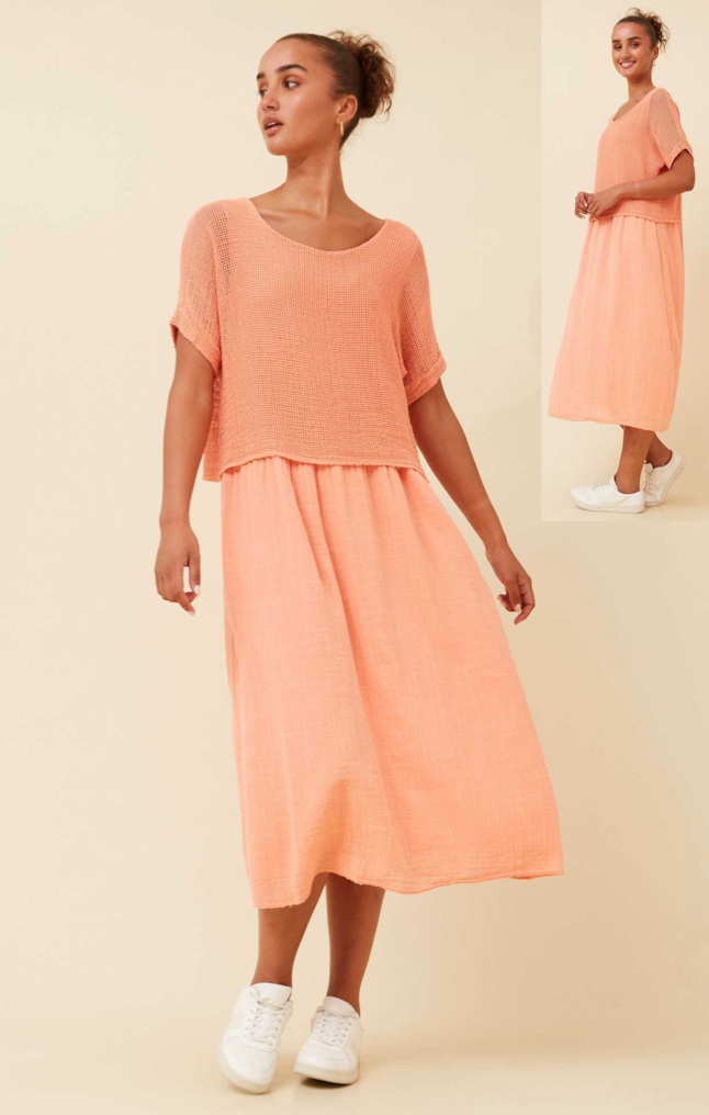 Layered Linen Dress | Orange