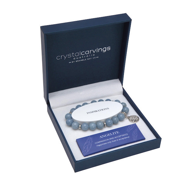 Angelite Bracelet 10mm bead Silver