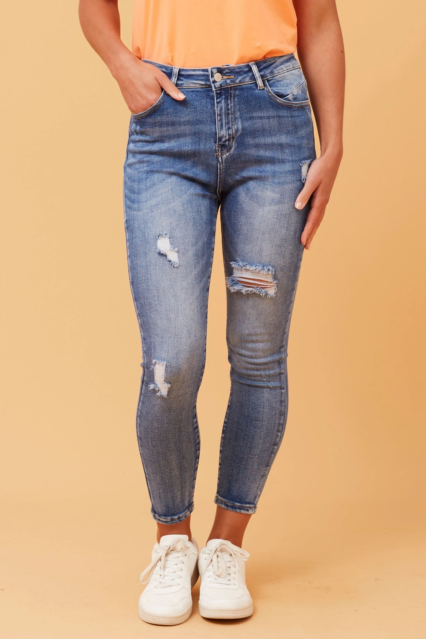 Distressed Denim Jeans