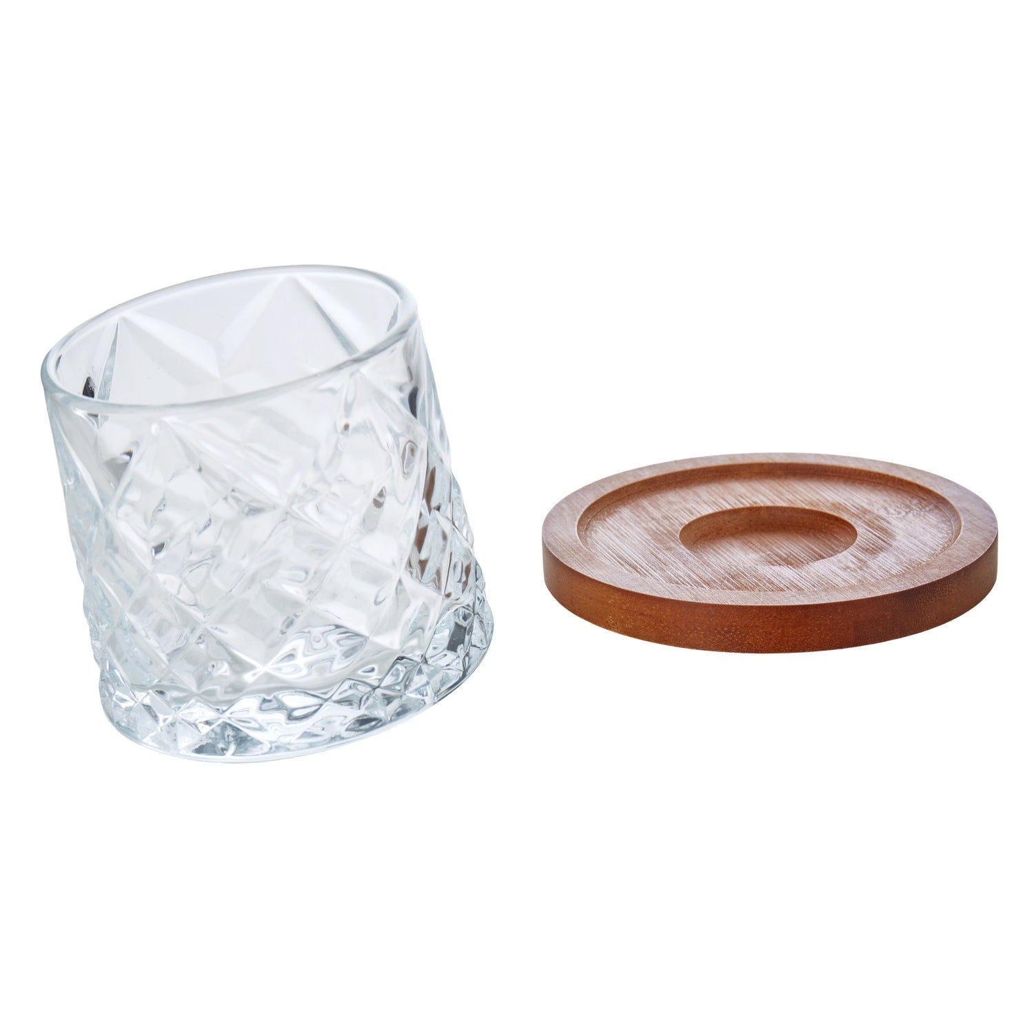 Davis & Waddell Fine Foods Etched Whisky Glasses with Coasters 2pcs Set Clear