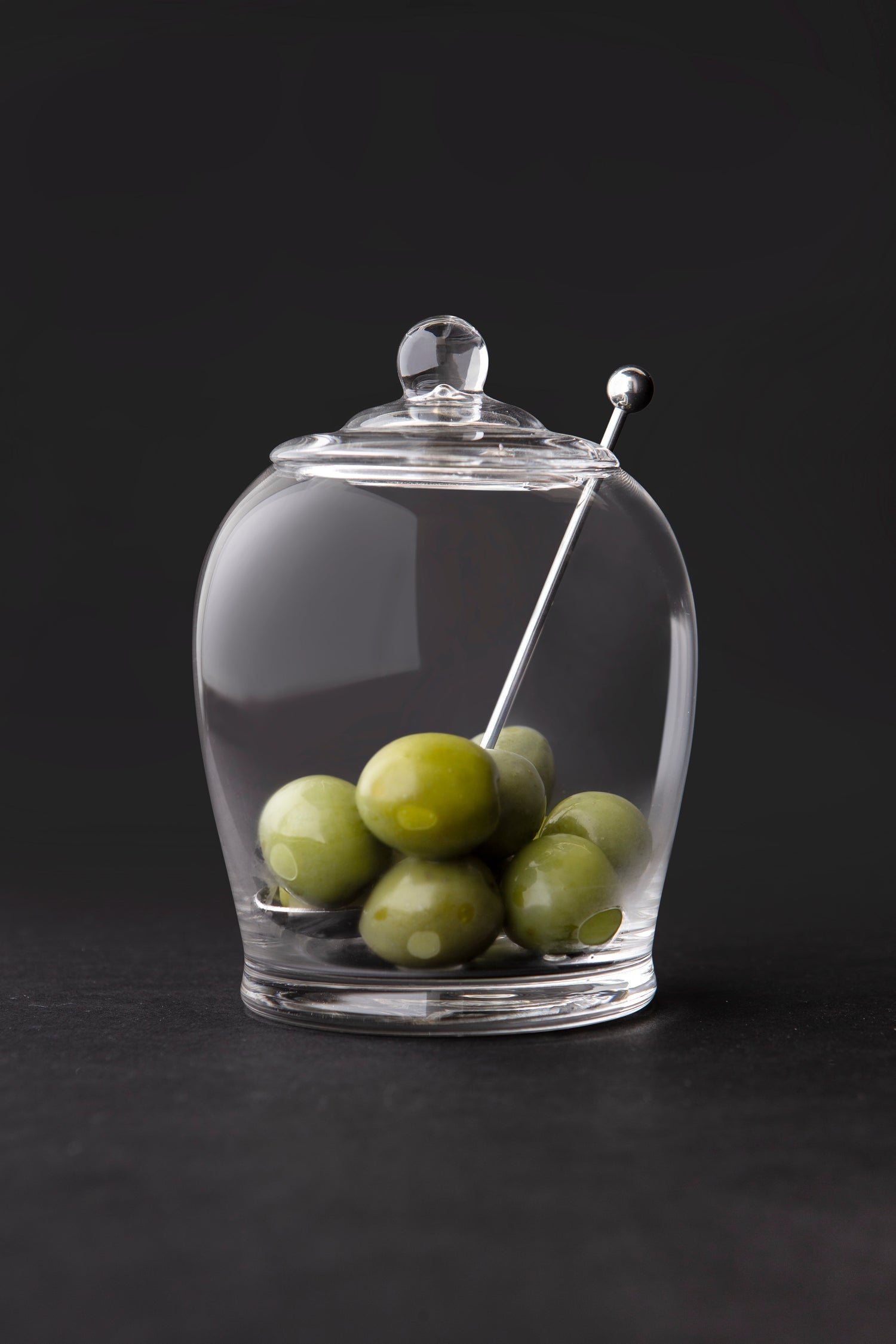 Davis & Waddell Olive Jar with Spoon Clear & Stainless Steel