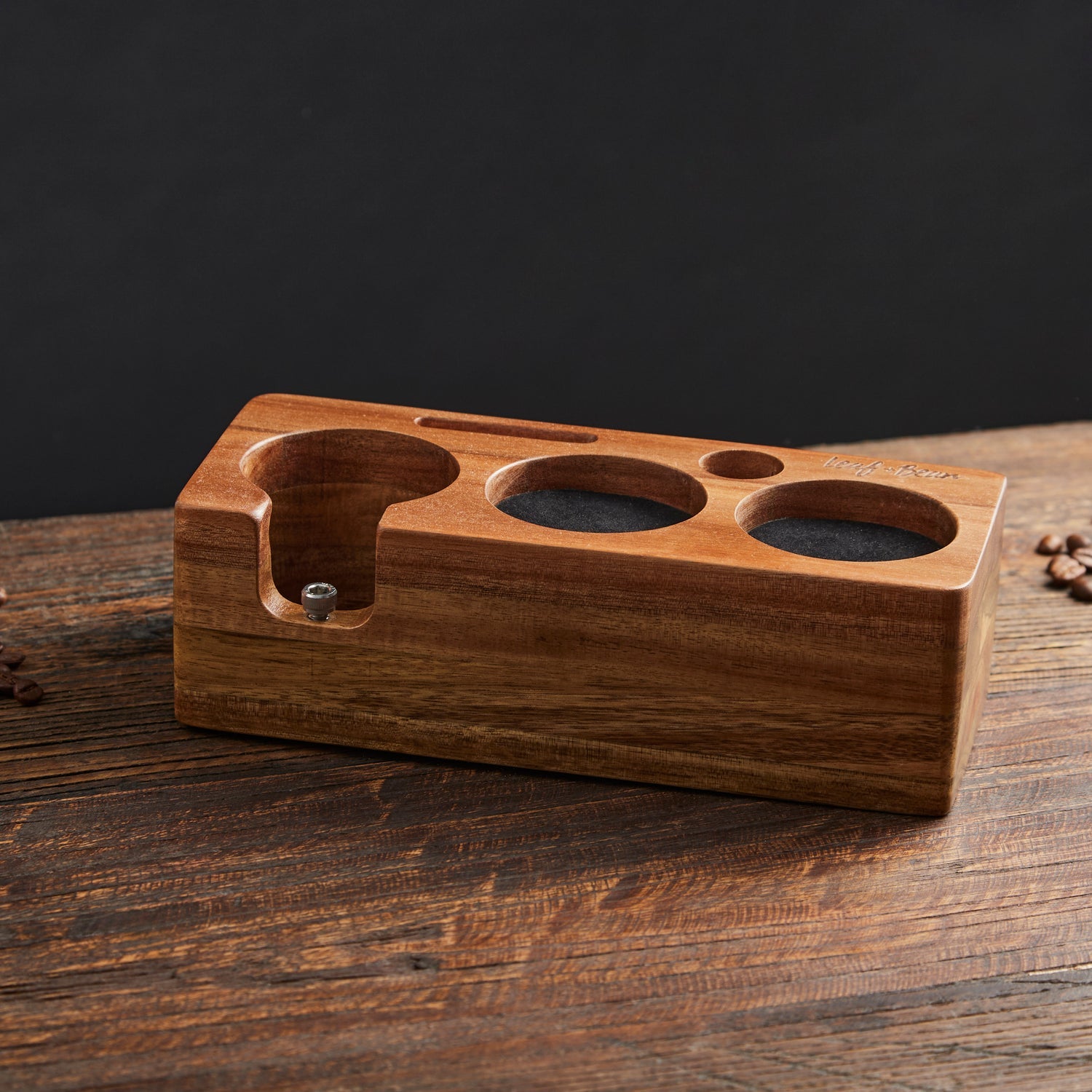 Leaf & Bean Espresso Tamper Station Acacia Wood Brown