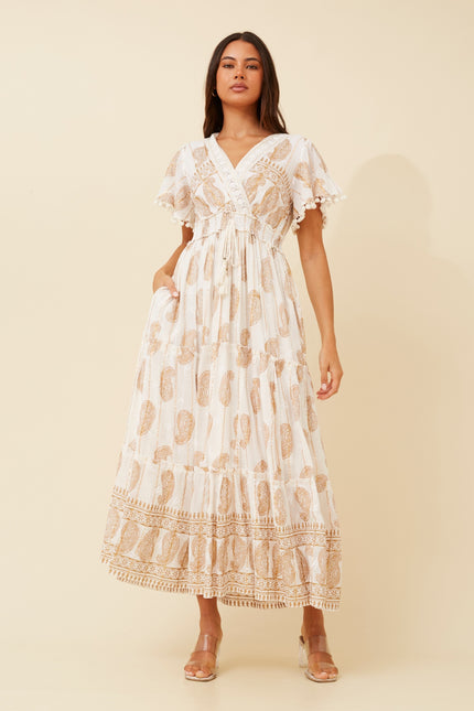 Tiered Dress Gold Detail