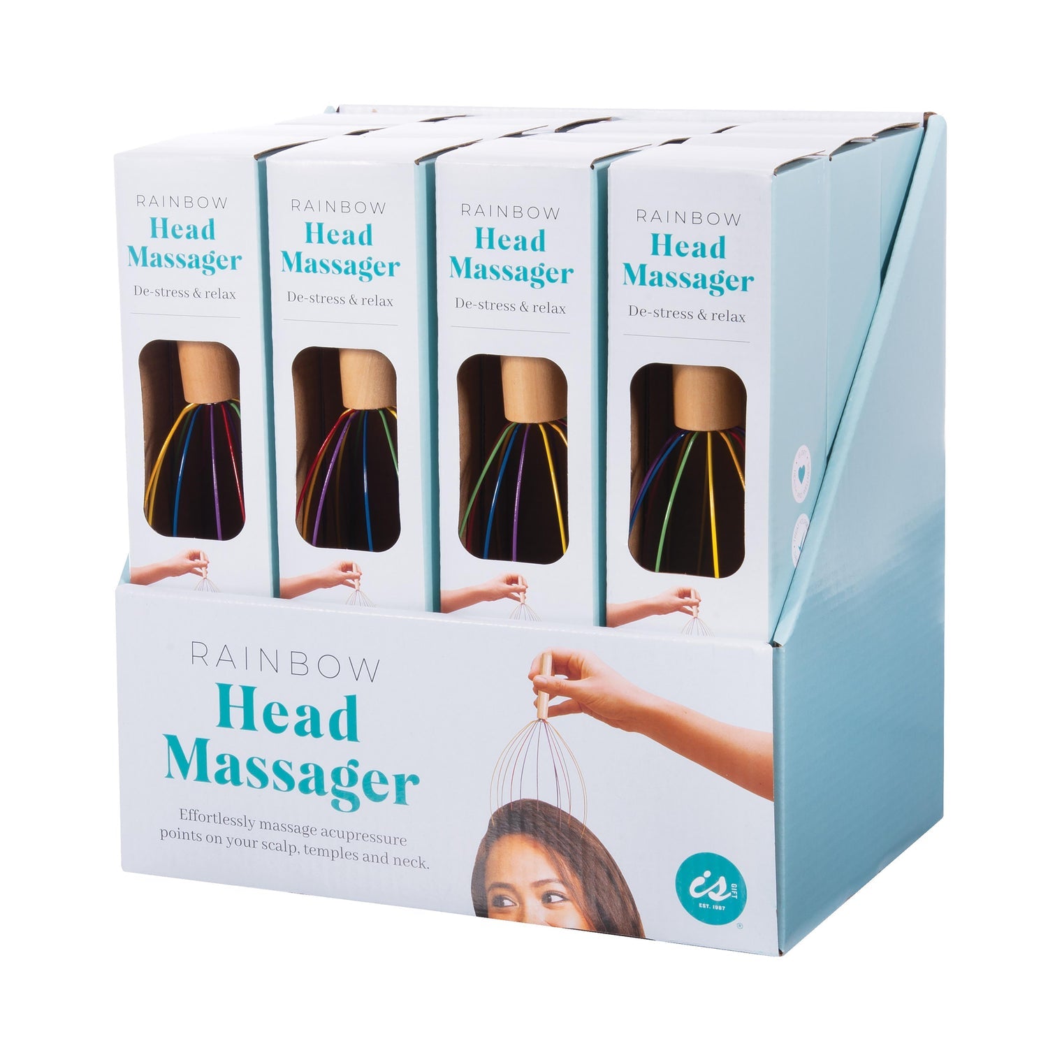 isGift Head Massager Rainbow CDU 12pcs Multi-Coloured
