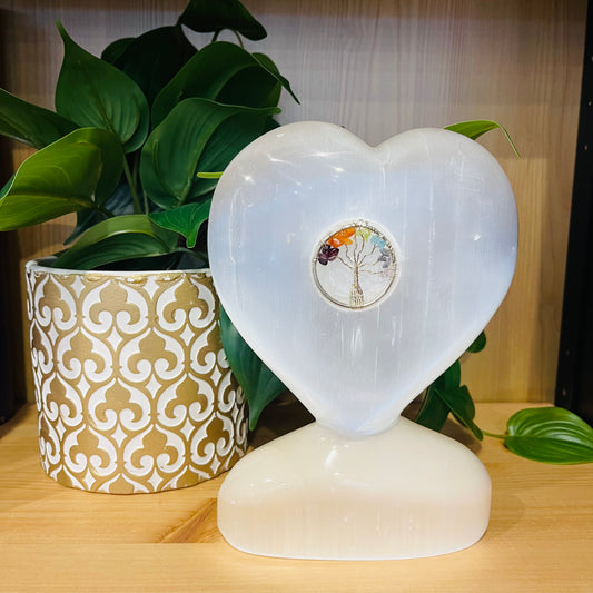 Selenite Heart with Tree Of Life