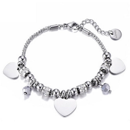 Crystal Heart Charm Bracelet