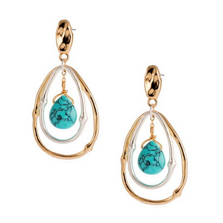 Turquoise Stone TDrop Earrings