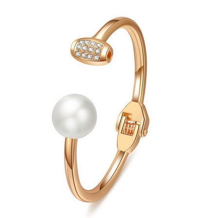 Crystal Pearl Hinge Bangle