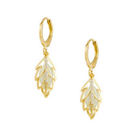 Crystal Leaf Hoop Earrings