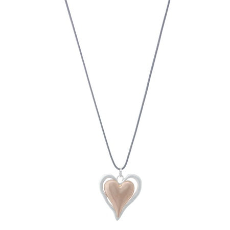 Dual Tone Heart Pendant Necklace