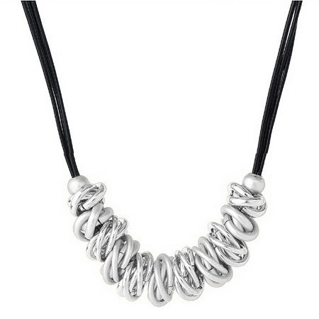 Twisted Metal Ring Necklace | Silver