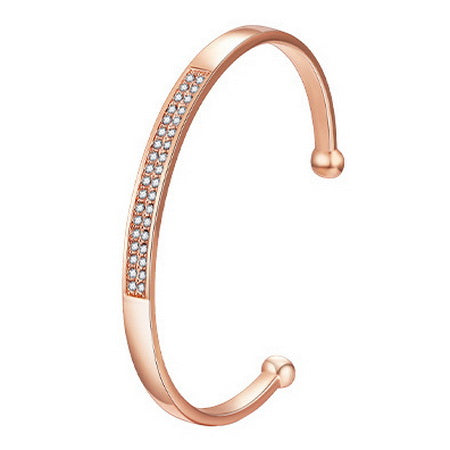 Crystal Open Bangle | Rose Gold