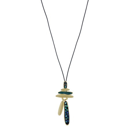 Metal Shell Drop Geo Necklace | Gold