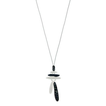 Metal Shell Drop Geo Necklace | Silver