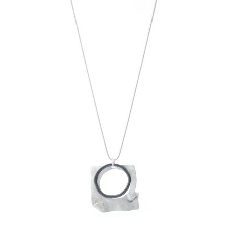 Cutout Square Ring Necklace | Silver