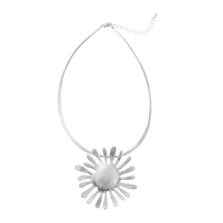 Cutout Sun Choker Necklace | Silver