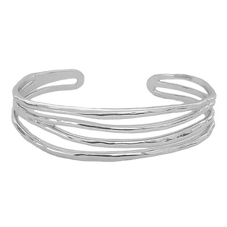 Line Open Bangle | Silver