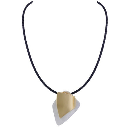 2 Tone Curved Metal Necklace | Gold Silver