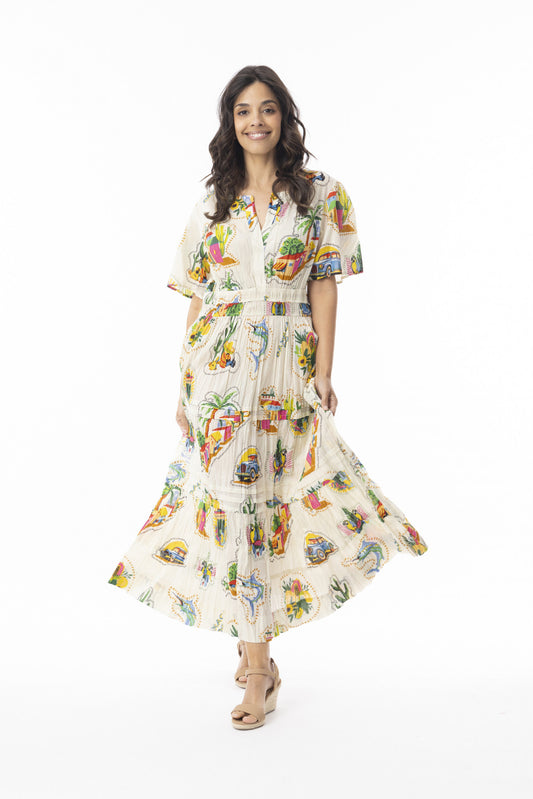 Guatemala Dress Maxi Elastic Waist