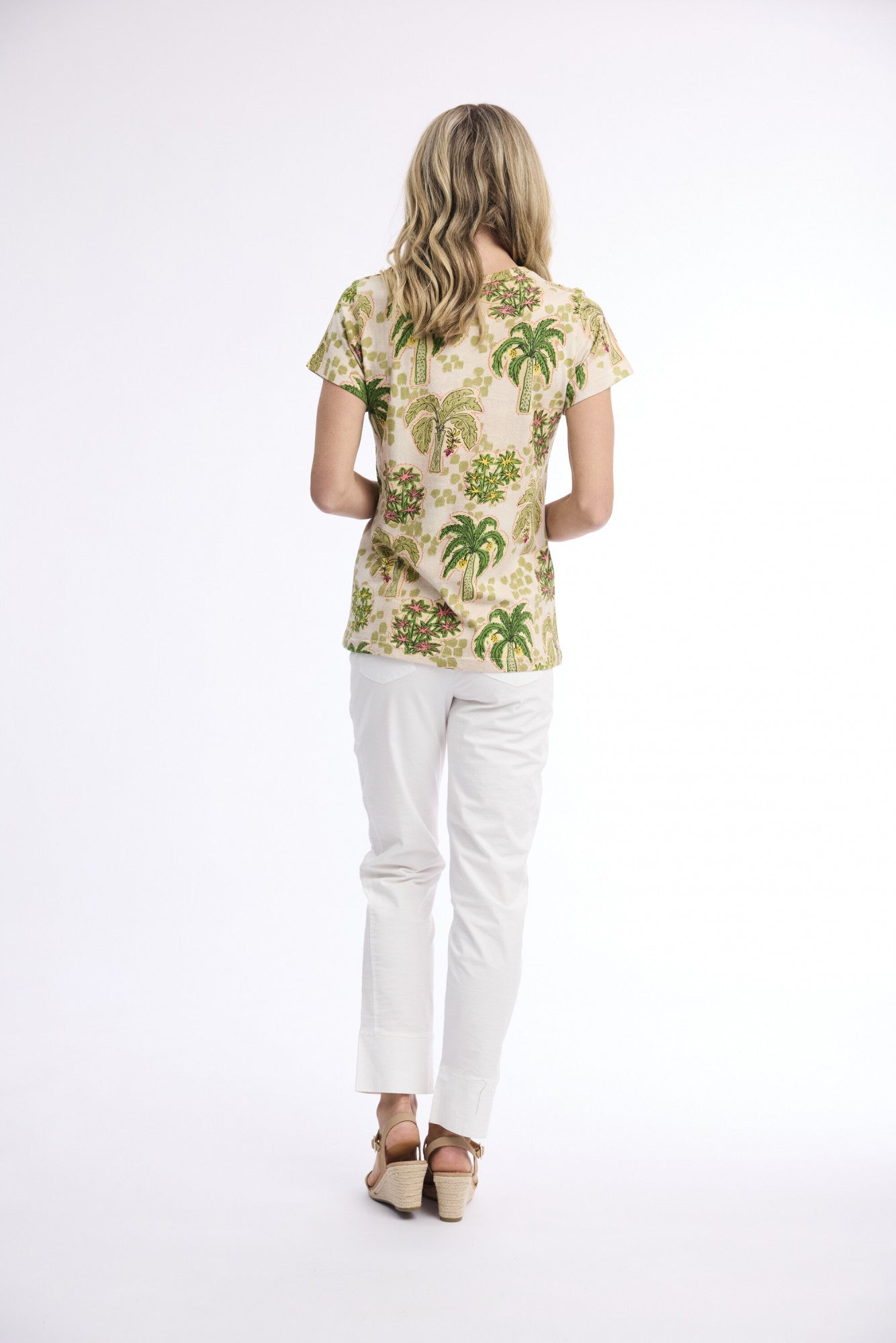 T-Shirt V Tropical Trees Print